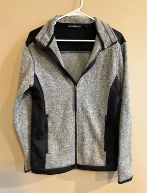 Beverly Hills Polo Club Women Fleece Zip‎ Up Jacket Gray Black Size S thumbnail 1