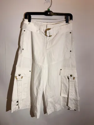 Free People Tidal Wave Cropped Cargo Culotte Pants O Ring Linen Size 0 thumbnail 10
