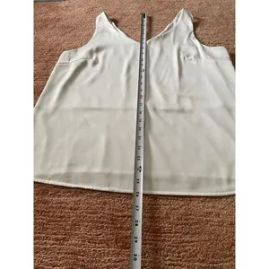 Ekouaer Ivory Satin Tank Top M Sleeveless V Neck Lined Camisole Blouse Elegant thumbnail 4