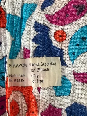 Vintage Abstract Print Rayon Scarf Made In Italy Crinkle Fabric Rolled Hem 82x10 thumbnail 4