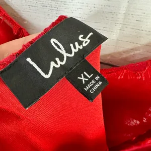 Lulus Womens size XL Royal Treatment Red Lace Midi Skater Dress thumbnail 9
