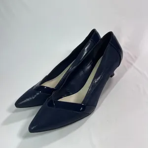 Anne Klein Womens 9.5M‎ AK7MAUREEN Navy Blue Pointed Toe Kitten Heels Patent thumbnail 4