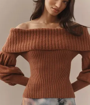 ANTHROPOLOGIE Tessa Off the Shoulder Puff Sleeve Sweater Top Size XS thumbnail 1
