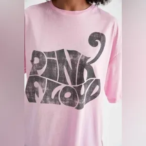Pink Floyd band tee short sleeve oversized H&M pink graphic tshirt top UO thumbnail 2