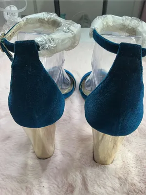 Lilly Pulitzer Teal Velvet Ankle-Strap Heels 147 thumbnail 3