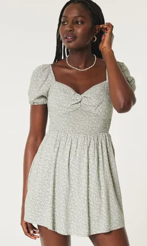 Hollister Women's Grey Twist Bust Tie-back Skort Dress thumbnail 1
