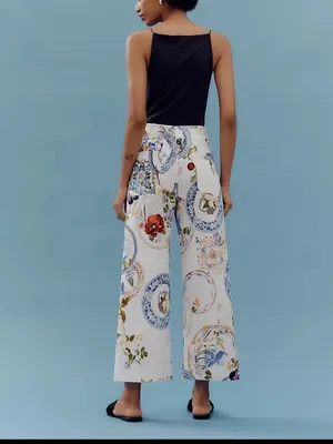 NWT Anthropologie The Colette Cropped Wide-Leg Pants Magic Fabric Edition sz 26 thumbnail 2