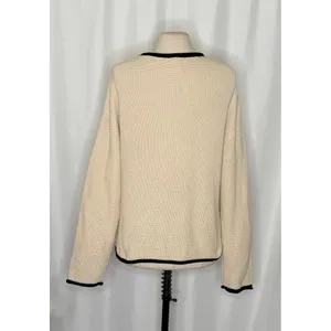BALTIC BORN Beige‎ Ivory Black Pullover Sweater Rolled Edges Knitwear Large thumbnail 7