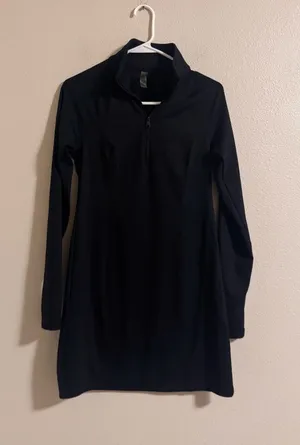 Beyond Yoga Black Long-Sleeve Half-Zip Dress thumbnail 1