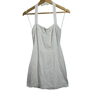 Abercrombie & Fitch White Linen Square Neck Sleeveless Halter Mini Dress Size S thumbnail 2
