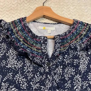 Boden Womens Navy Smocked Detail Jersey Tie Waist Cottagecore Dress Size 8R‎ thumbnail 12