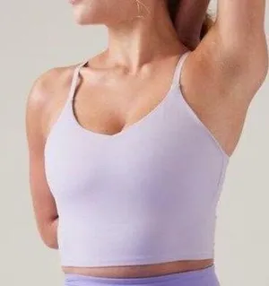 Athleta M Elation V-Neck Longline Sports Bra Oxalis Violet Medium Cup D-DD thumbnail 1