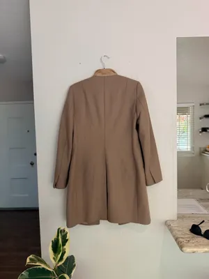 All saints leni wool cashmere blend nude tan single button long coat blazer 6 thumbnail 12
