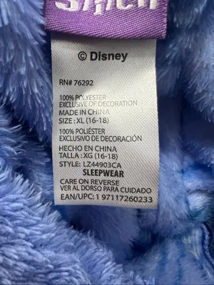 Disney Stitch Women’s One-Piece Pajama Blue Fleece Plush Hooded Size XL 16/18 thumbnail 7