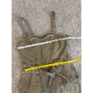 Free People Olive Green Utility Cargo Jumpsuit Cutout Back XS thumbnail 4
