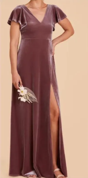 Birdy Grey Hannah Stretch Velvet Bridesmaid Dress XXL Desert Rose Mauve Pink thumbnail 1