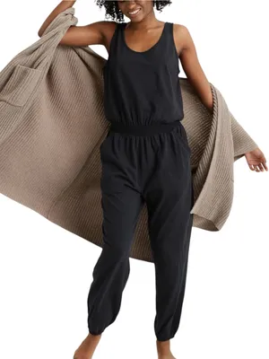NWT Aerie Everyday Track Jumpsuit Black Sleeveless with Elastic Waist SMALL thumbnail 1