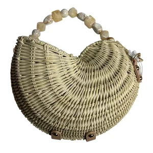 Haute Hippie Women's‎ Natural Shell Tote with Beaded Handle thumbnail 5