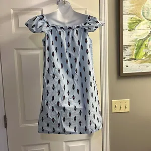 J. Crew Light Blue Cotton Abstract Design Fluttered Sleeve Sundress- Small thumbnail 8