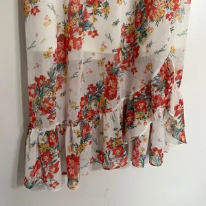 Maurices Floral Smocked Midi Dress Red‎ White Ruffle Strap Plus Size 1X thumbnail 2