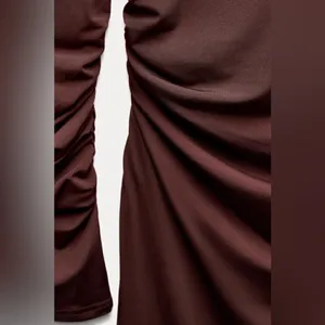 NWT Zara Draped Long Ruched Maxi Dress in Tobacco Brown Size XS thumbnail 10