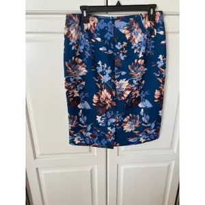 Talots Womens‎ Blue Floral Pencil Skirt Teal Knee Length Career Wear Size 6 thumbnail 3