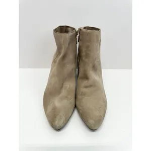 Blondo Booties Size 8 Tan Cow Suede Ankle Boots Block Heel Pull On Side‎ Zip thumbnail 5