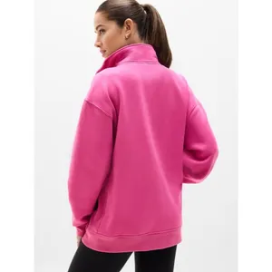 New Athleta S Forever Fleece 1/4 Zip Sweatshirt Jewel Pink Small thumbnail 3