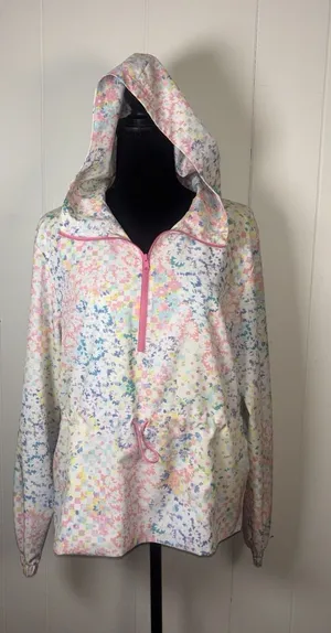 Fabletics Floral Print Anorak Jacket Lightweight‎ Quarter Zip Pullover Medium thumbnail 1