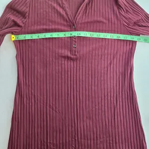 Banana Republic Wide-Ribbed Knit Midi Dress Vino Rosso Burgundy Long‎ Sleeve L thumbnail 8