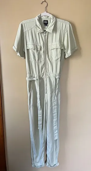 BDG Short-Sleeve Utility Jumpsuit in Light Green thumbnail 1
