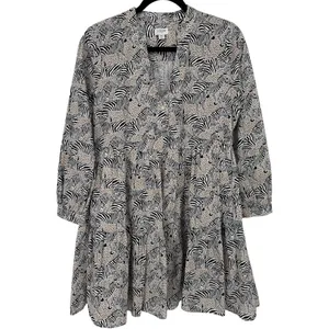 J.Crew Animal Print Novelty Zebra Leopard Long Sleeve Tiered‎ Mini Dress Size XS thumbnail 3