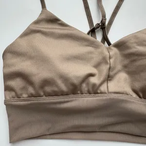 Alo Yoga Lavish Bra Bralette Strapped Mesh Band Glossy Gravel Shine Size Small thumbnail 2