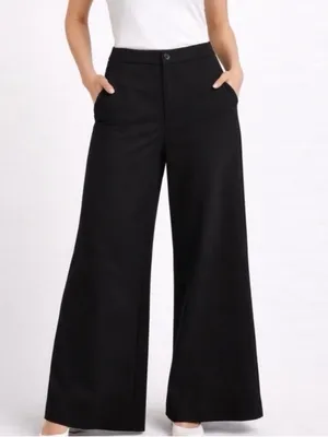 women’s Black High Rise Wide Leg Pants | Minimalist Workwear Small New (A459)✨ thumbnail 2