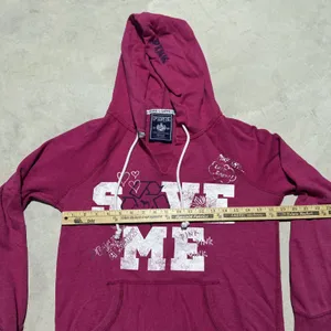 Victoria's Secret VS PINK Graphic Hoodie SAVE ME Pullover V Neck Y2K Women's M thumbnail 3