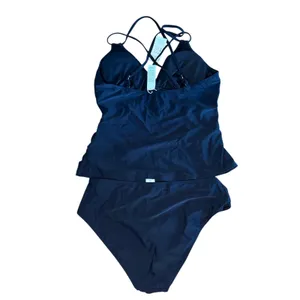 CUPSHE‎ Womens Black Tankini Swimsuit Set Size L Criss Cross Straps thumbnail 9