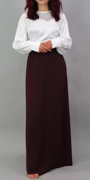 Boutique Spandex A-line maxi skirt- MAHOGANY thumbnail 1