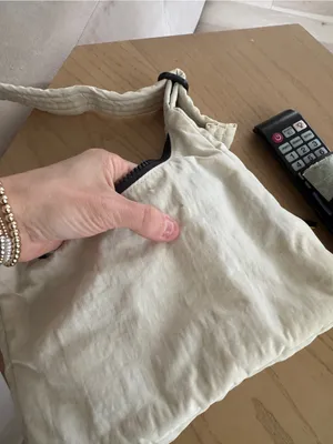 BAGGU Mini shoulder bag nylon ivory cream balck zipper adjustable thumbnail 6