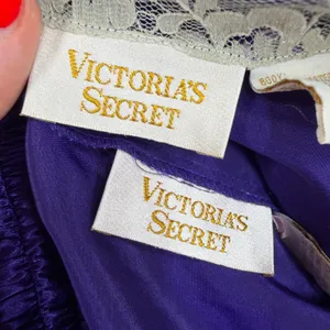 Victoria's Secret M Pajama Set Vintage Gold Label Purple Satin Lace Trim 2pc thumbnail 8