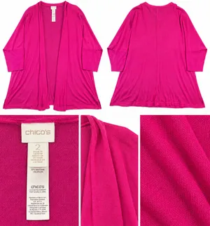 Chico's Bright Fuchsia Open-Front Women's Cardigan thumbnail 2