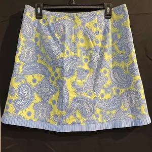 Lilly & Van Women's‎ Size Large Skirt - Blue Paisley Print with Pleated Trim thumbnail 2