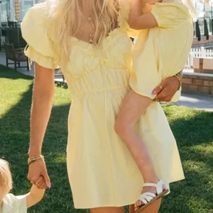 Show Me Your Mumu Sunshine Yellow Puff Sleeve Leigh Mini Dress Small NEW thumbnail 1