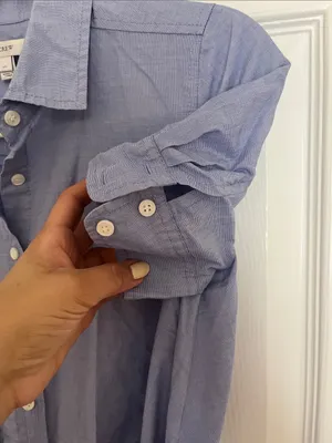J. Crew Light Blue Button-Front Shirt Dress with Waist Tie thumbnail 5
