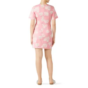 Cinq à Sept Pink White Tropical Leaves Cotton Blend Phoenix Madison Dress sz 14 thumbnail 11
