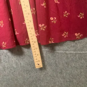 Free People Women Size Large Floral Boho Tie-Detail Mini Tea Dress Earth‎ Red thumbnail 8
