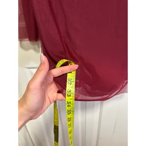 RIHOAS Women's Burgundy Mesh Bell Sleeve Mini Dress Size S NWT thumbnail 5