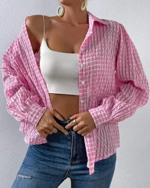 Essnce Plaid Print Button Front Shirt thumbnail 1