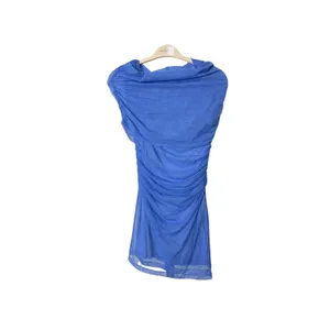 Amanda Uprichard Lola Dress English Lavender Blue Mesh Ruched Mini Dress thumbnail 3