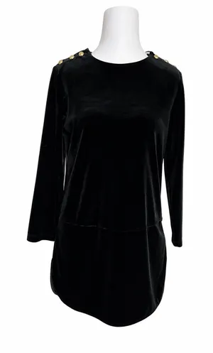 Lauren Ralph Lauren Black Velvet Tunic Top‎ Womens Small Gold Buttons Witchycore thumbnail 1