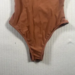 Aerie One Piece Swimsuit Small Brown Halter Scoop Neck Backless Bathing Suit thumbnail 2